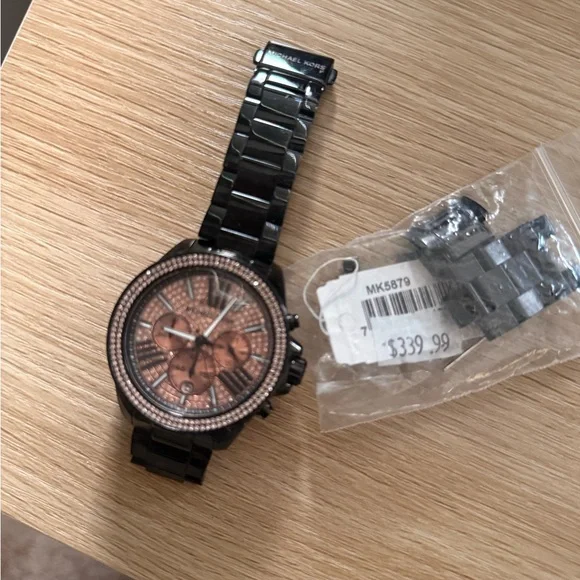 Black and Rose Gold Michael Kors Watch with Crystal Accents - Picture 4 of 4